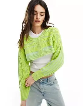 Зеленый укороченный свободный кардиган с круглым вырезом ASOS