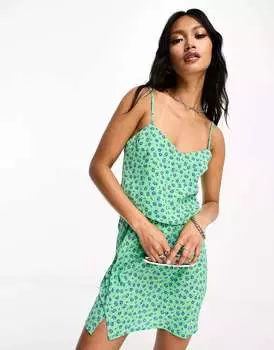 Зеленый укороченный топ на бретелях Lola May