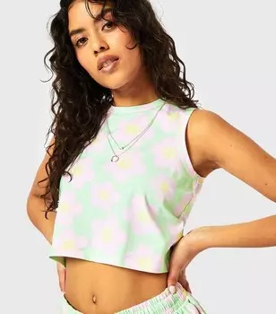 Зеленый укороченный топ Skinnydip Happy Flowers Skinnydip, светло-зеленый