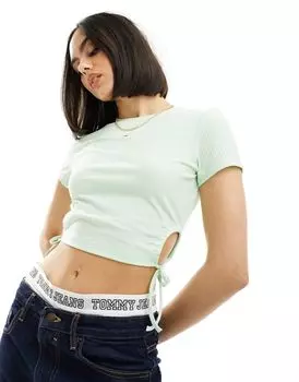Зеленый укороченный топ в рубчик Tommy Hilfiger