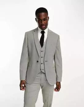 Зеленый узкий пиджак с фактурой птичьего глаза ASOS Wedding