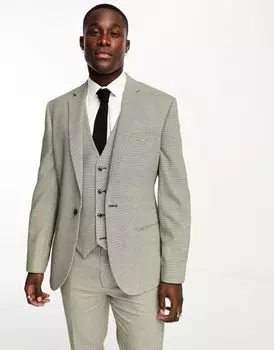 Зеленый узкий пиджак с фактурой «птичий глаз» ASOS DESIGN Wedding