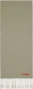 Зеленый узкий шерстяной шарф с бахромой Acne Studios, Light green