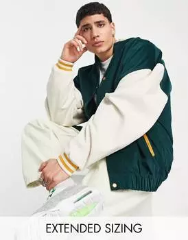 Зеленый вельветовый бомбер оверсайз ASOS DESIGN