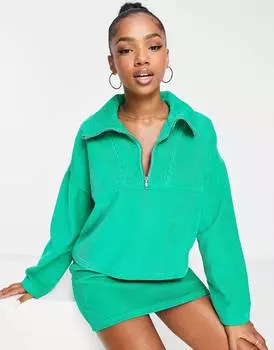 Зеленый вельветовый топ на молнии ASOS DESIGN