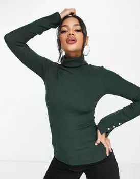 Зеленый воротник с высоким воротником и манжетами на пуговицах ASOS DESIGN - DGREEN