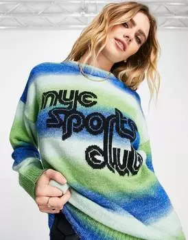 Зеленый вязаный джемпер Topshop NYC Sports Club