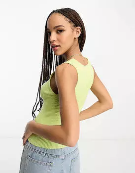 Зеленый вязаный топ с v-образным вырезом ASOS DESIGN
