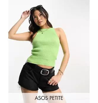 Зеленый вязаный жилет-борцовка ASOS DESIGN Petite ASOS Petite