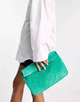 Зеленый замшевый клатч с откидным верхом ASOS