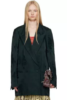 Зеленый жаккардовый блейзер Dries Van Noten
