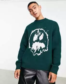 Зеленый жаккардовый свитер Weekday Johan