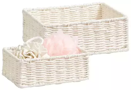 Zeller Present Корзина для хранения "Корзина для хранения", (комплект, 2 шт.), плетеная 24х9х18 см, белый