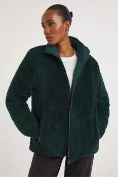 Зелёная двусторонняя стеганая куртка из искусственной овчины Jd Williams, зеленый