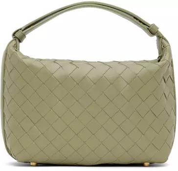 Зелёная мини-сумка Wallace Bottega Veneta, Travertine/Gold