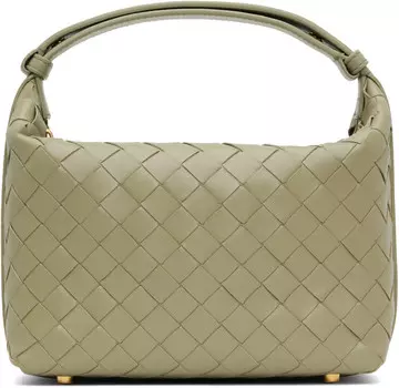 Зелёная мини-сумка Wallace Bottega Veneta, Travertine/Gold