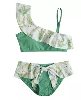 Зелёное асимметричное девичье бикини с принтом Dadati, зеленый