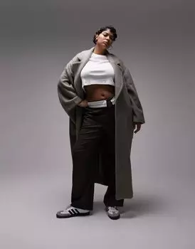 Зелёное пальто с начесом Topshop Curve с накладными карманами