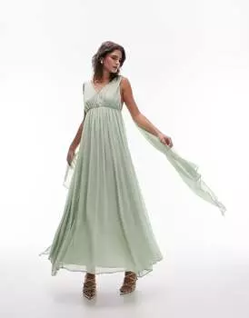 Зелёное вечернее платье макси для особых случаев Topshop Godess