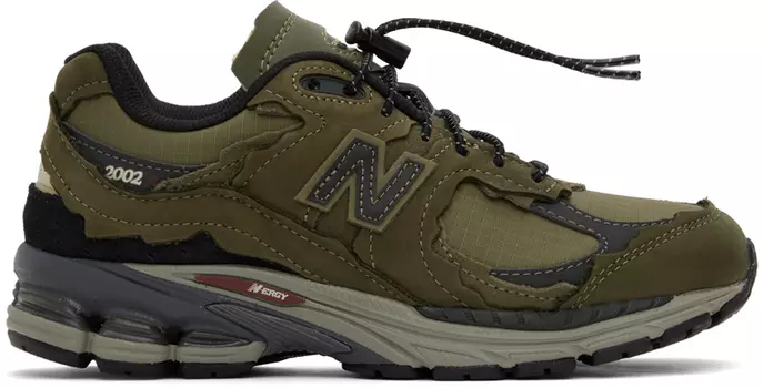 Зелёные 2002R Кроссовки Тёмный мох/Чёрный верх/Covert New Balance