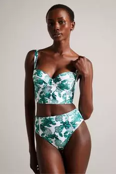 Зелёный удлинённый лиф бикини Nayome с чашками Ted Baker, зеленый