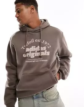 Земляно-коричневое худи с графическим рисунком adidas Originals
