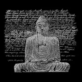 Zen Buddha — мужская футболка с рисунком Word Art LA Pop Art, серый
