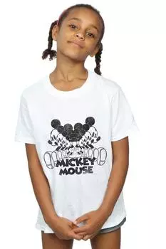 Зеркальная хлопковая футболка с Микки Маусом Disney, белый