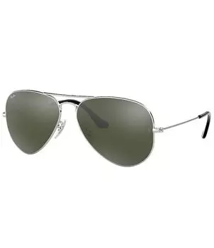 Зеркальные солнцезащитные очки-авиаторы Ray-Ban унисекс 0RB3025 62 мм, серебро