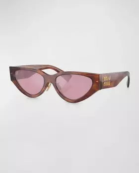 Зеркальные солнцезащитные очки «кошачий глаз» из ацетата Miu Miu, цвет Pink