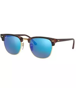 Зеркальные солнцезащитные очки Ray-Ban унисекс Clubmaster 0RB3016 51 мм, коричневый