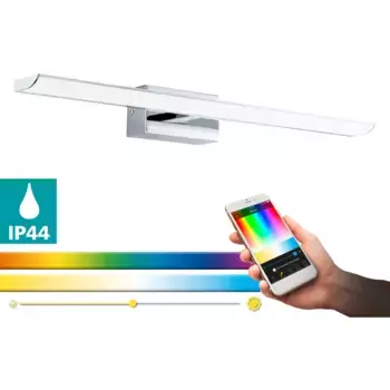 Зеркальный светильник EGLO «TABIANO-C», 1 лампочка, источник света Светодиодная панель | Прочно встроенный светодиод, EGLO CONNECT, управление через приложение + пульт дистанционного управления, BLE, CCT, RGB, цвет chromfarben