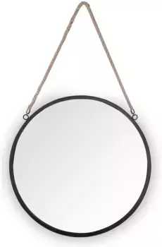 ЗЕРКАЛА И ДРУГОЕ декоративное зеркало "Тайра", (1 шт.), настенное зеркало 40 см, крашеный металл, со шнуром MIRRORS AND MORE Т: 2 см, 40 см, черный