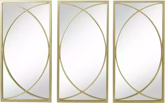 Зеркало декоративное Leonique "Нойон", (3 шт.), настенное зеркало, металлокаркас, золото 91х60х2 см, цвет goldfarben