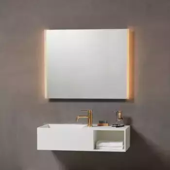 Зеркало Loevschall со светодиодной подсветкой "Lago Square, зеркало для ванной комнаты со светодиодной подсветкой", регулируемое зеркало с подсветкой, датский дизайн 80х75х3,45 см, цвет silber