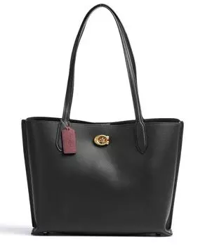 Зернистая яловая кожа Willow Шоппер Coach, черный
