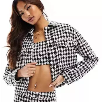 Жакет Asos Design Co-ord Boucle, черный/белый