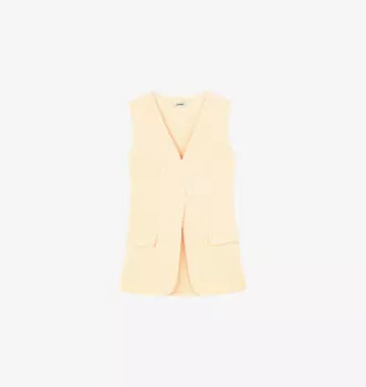 Жакет без рукавов из льняной ткани в стиле корсета Sandro, цвет naturels