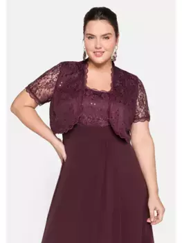 Жакет-болеро Sheego "Большие размеры", украшенный пайетками соответствующего цвета, цвет Aubergine