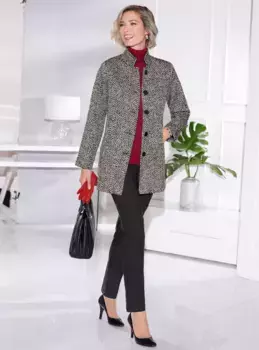 Жакет-букле Classic Basics, без капюшона, черно-белый