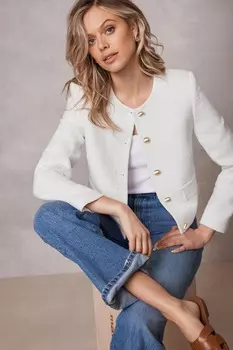 Жакет-Букле с карманами Mint Velvet, белый