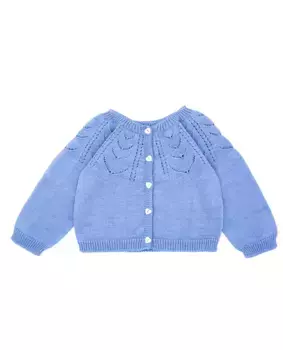 Жакет для девочек из органического хлопка с ажурными деталями Fina Ejerique, синий индиго