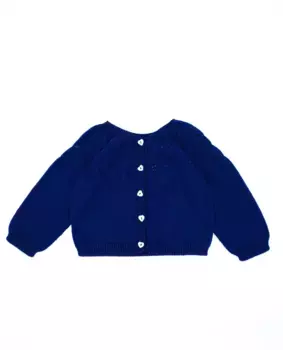 Жакет для девочки из органического хлопка с ажурными деталями Fina Ejerique, тёмно-синий