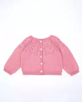 Жакет для девочки из органического хлопка с ажурными деталями Fina Ejerique, цвет Rosa