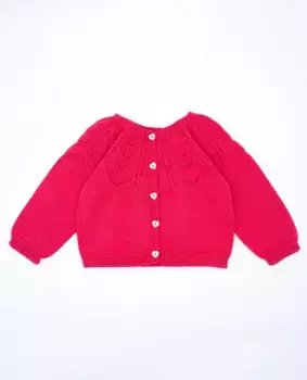 Жакет для девочки из органического хлопка с ажурными деталями Fina Ejerique, красный