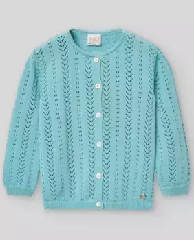 Жакет для девочки с ажурной Граня PAZ Rodrguez, бирюзовый