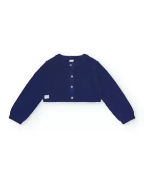 Жакет для девочки с круглым вырезом и пуговицами в виде звезды Tuc tuc, тёмно-синий