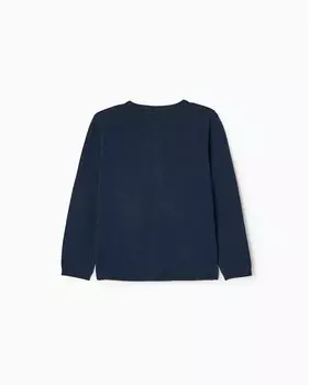 Жакет для девочки с круглым вырезом и перламутровыми пуговицами Zippy, темно-синий