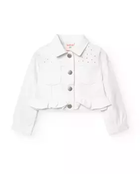 Жакет для девочки с оборками и металлическими пуговицами Boboli, белый