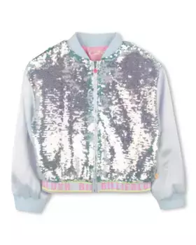 Жакет для девочки с пайетками и застежкой-молнией Billieblush, голубой